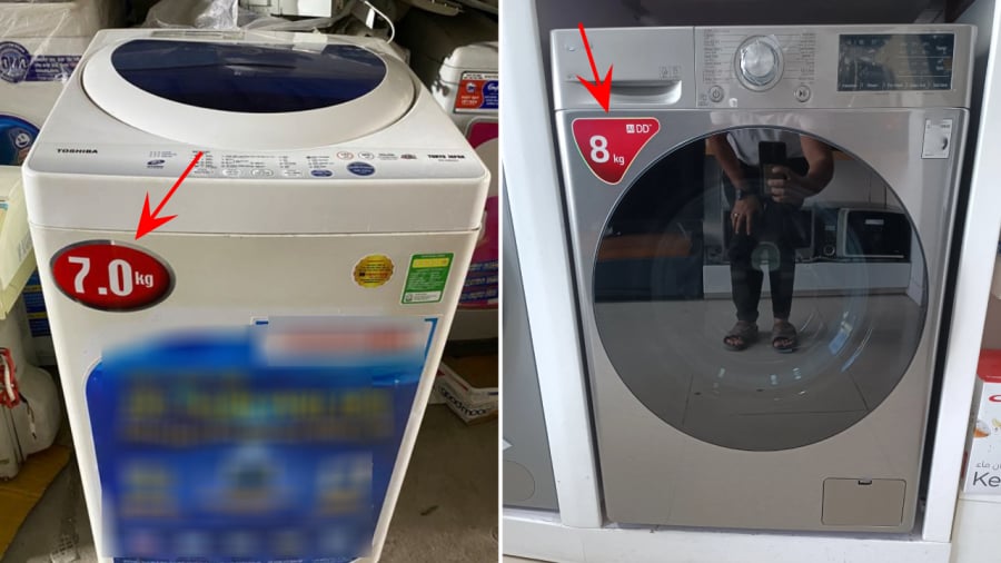 Con số ghi trên máy giặt dùng để chỉ khối lượng quần áo sau khi hoàn thành chu trình giặt.