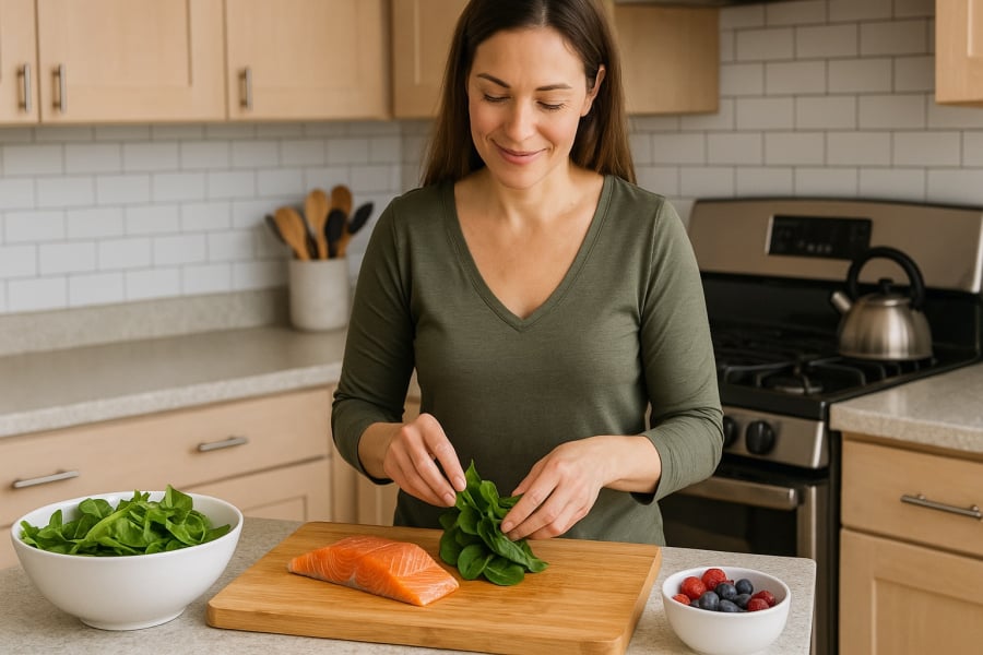 Thêm rau xanh và cá béo vào bữa ăn mỗi tuần để bảo vệ trí não cả gia đình.